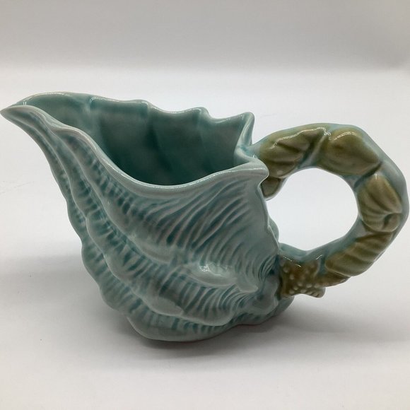 Pier 1 Imports Turquoise Blue Creamer and Sugar Bowl set, Sea Shell Pattern - Picture 4 of 12